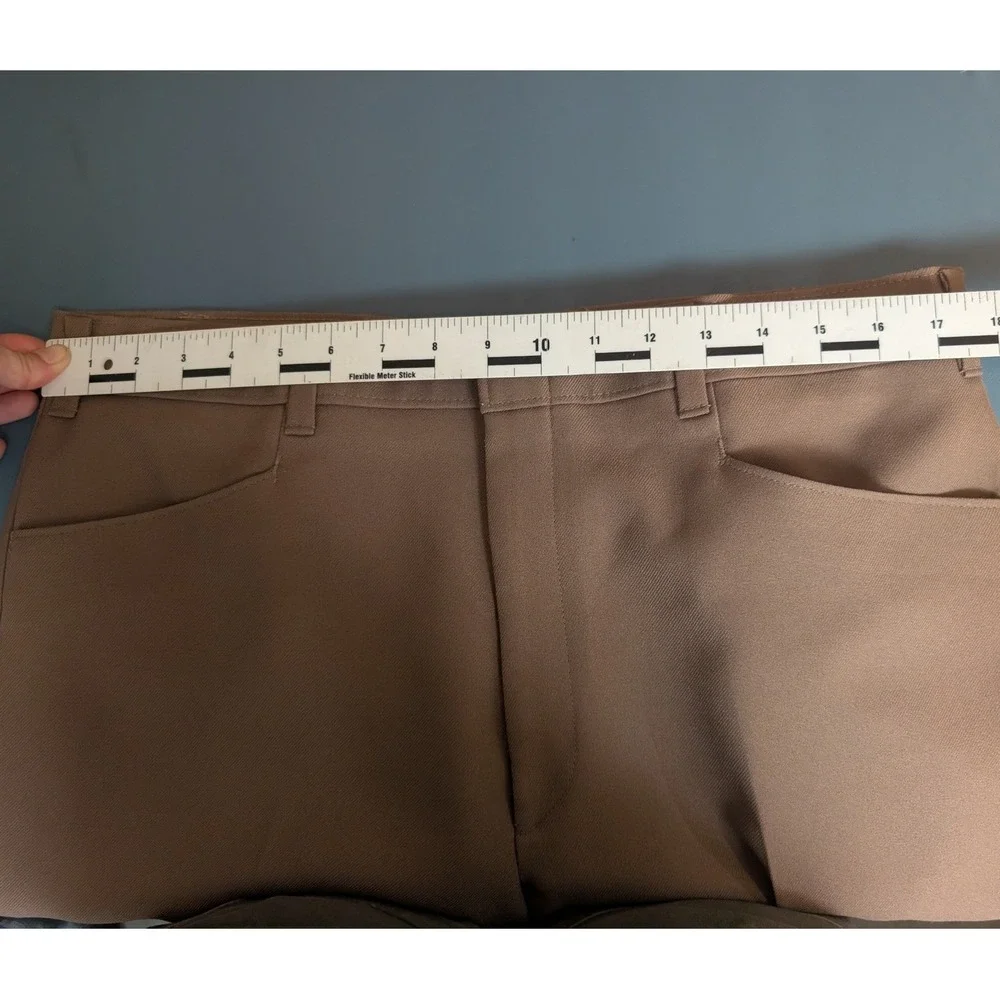 Vintage 70s 80s Levis Action Slacks Mens 35x33 Taupe Brown Straight Leg Trousers